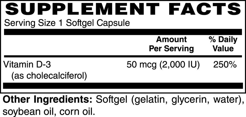 Anacotte's Vitamin D3 - Boost Your Health - 2,000 IU Supplements