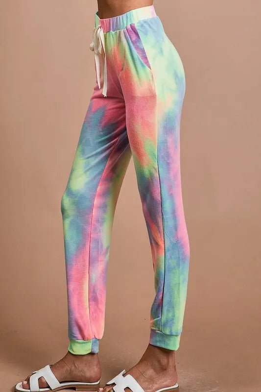 BiBi Tie Dye French Terry Casual Pants-2