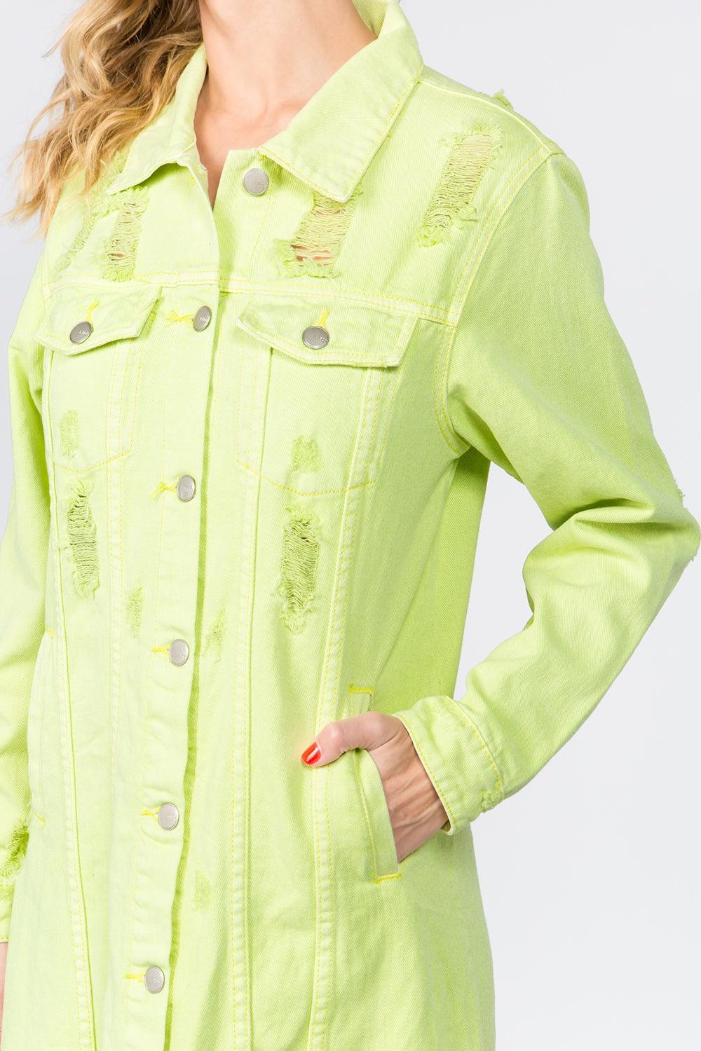 American Bazi Button Up Distressed Denim Dress-4