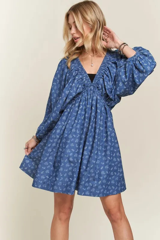 ADORA Batwing Sleeves Floral Dress-3