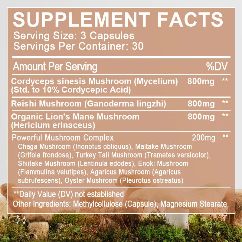 BEWORHTS 90pcs Mushroom Capsules for Health