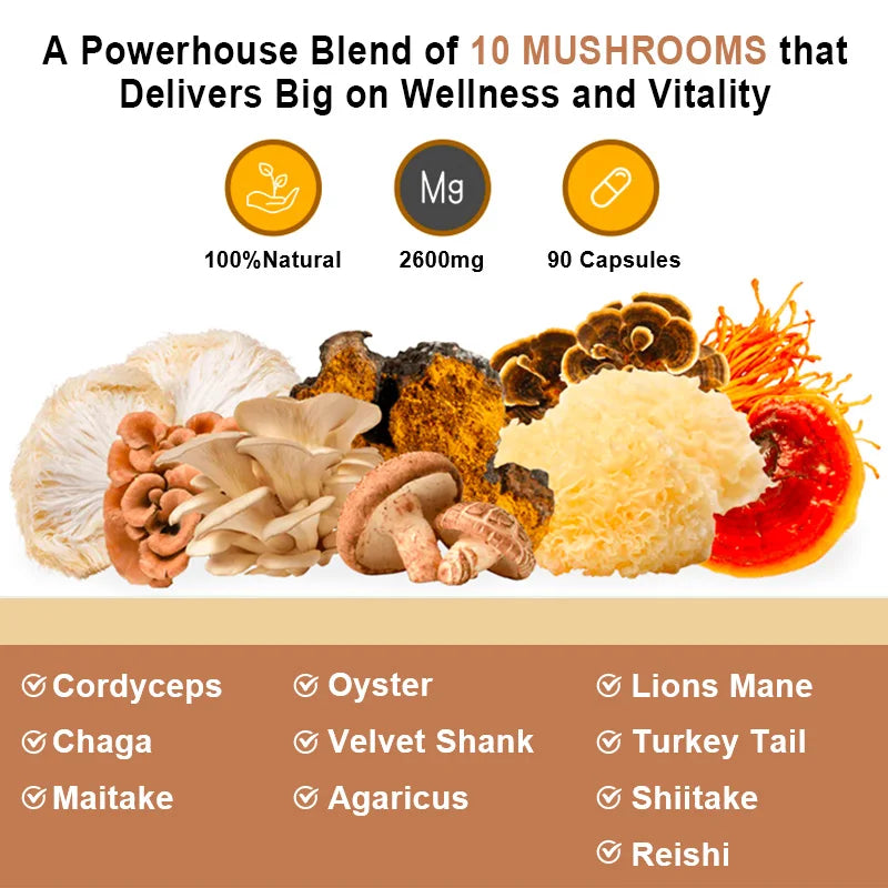 BEWORHTS 90pcs Mushroom Capsules for Health