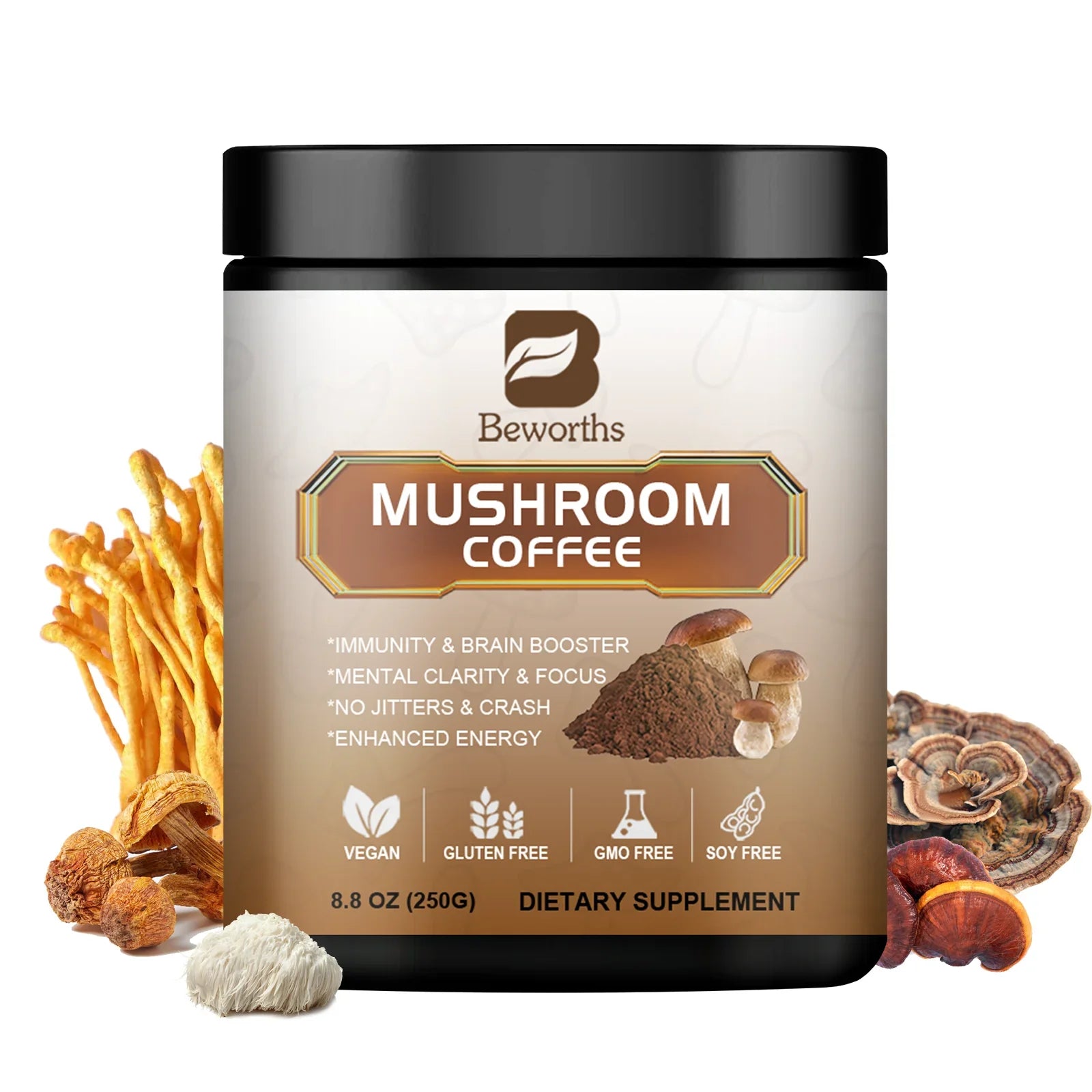 BWEORTHS Mushroom Coffee 250G - 10 in 1 Health Boost