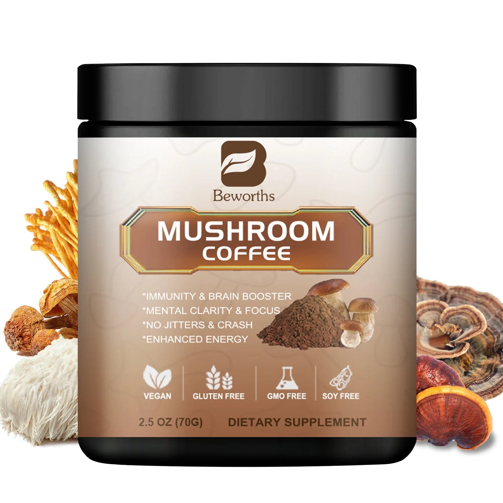 BWEORTHS Mushroom Coffee 250G - 10 in 1 Health Boost