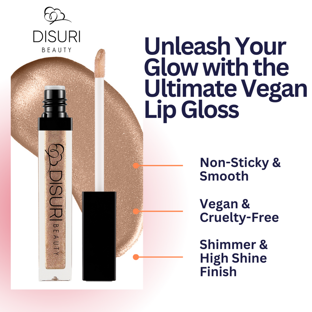 DISURI Beauty Shimmer Lip Gloss - Pink Gold