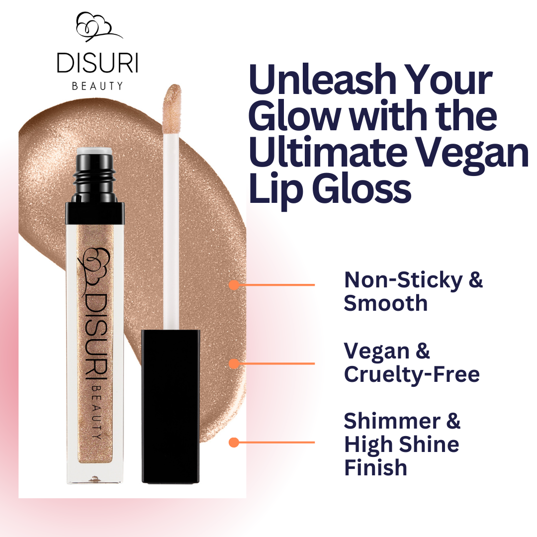 DISURI Beauty Shimmer Lip Gloss - Pink Gold