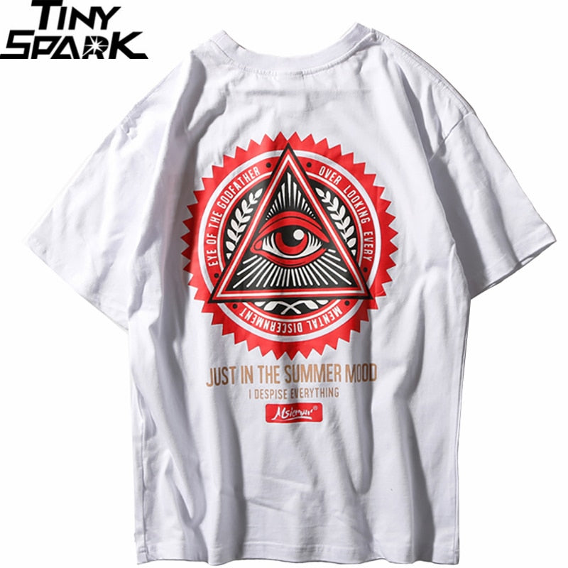 Geometry Triangle Eye T Shirts Men's Hip Hop T-Shirt Godfather Printed Casual Cotton Tops Tees New Summer Streetwear Tshirt