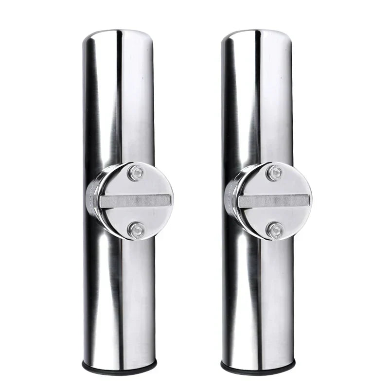 2PCS Stainless Steel Clamp-On Fishing Rod Holders