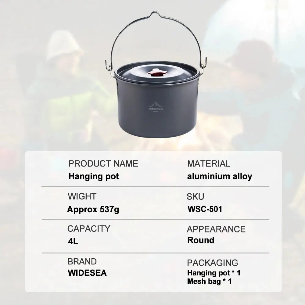 4L Camping Hanging Pot Cookware