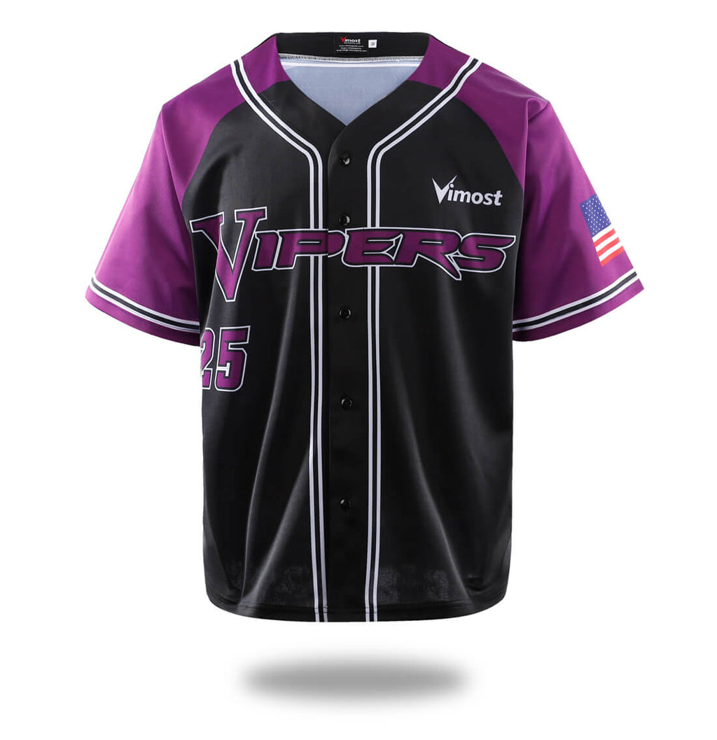 Vipers Black Purple Design Baseball Shirts