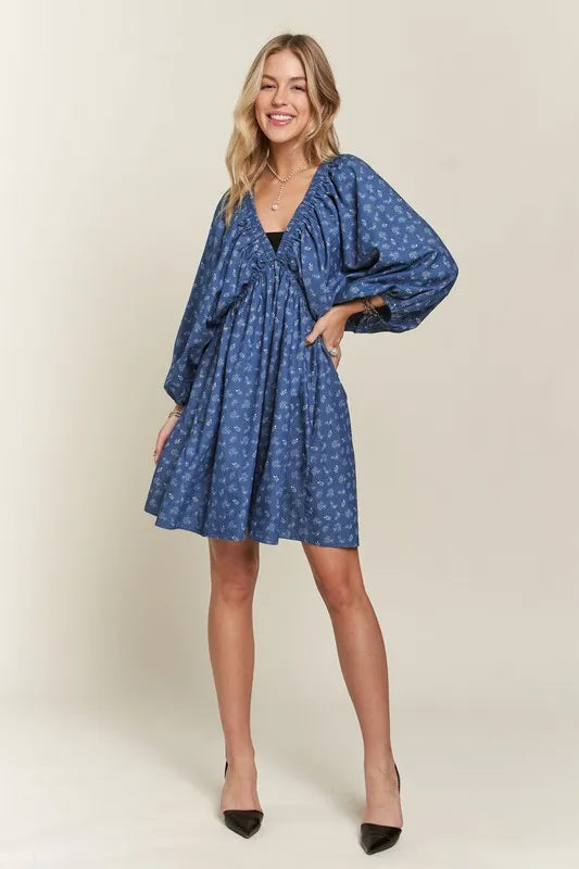 ADORA Batwing Sleeves Floral Dress-0