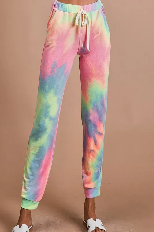 BiBi Tie Dye French Terry Casual Pants-0