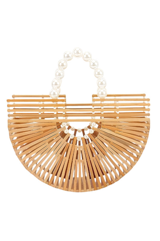 Bamboo Structure Half Circle Clutch Bag