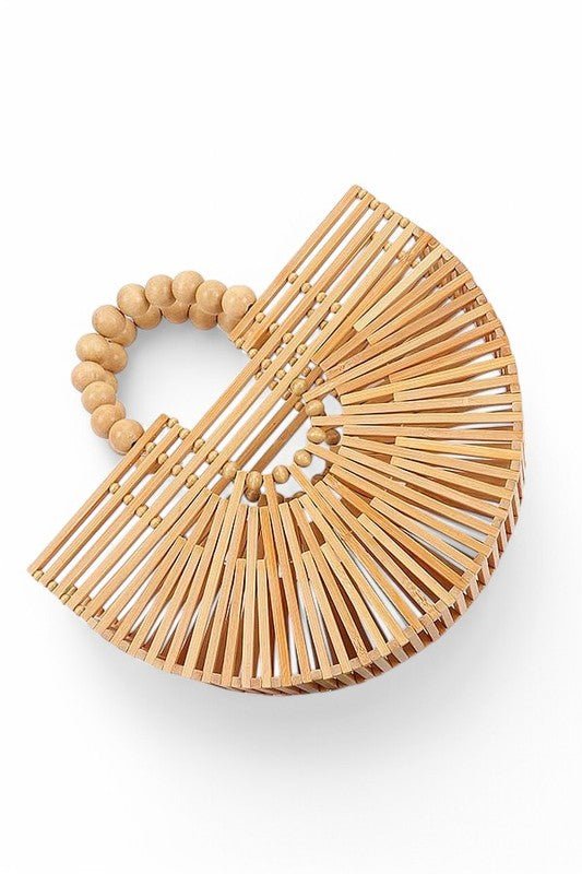 Bamboo Structure Half Circle Clutch Bag