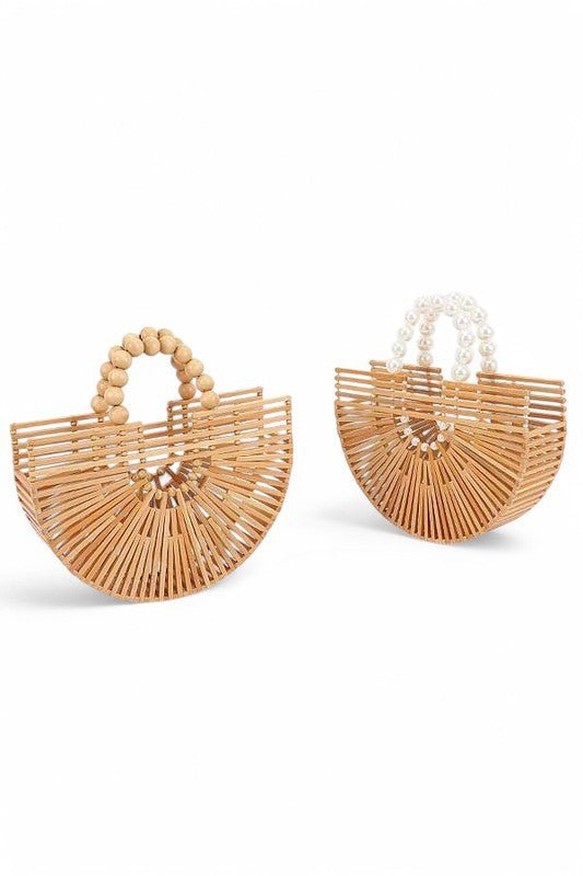 Bamboo Structure Half Circle Clutch Bag