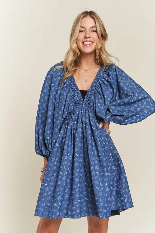 ADORA Batwing Sleeves Floral Dress-4