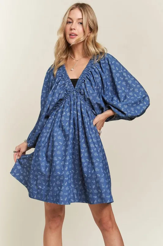 ADORA Batwing Sleeves Floral Dress-1