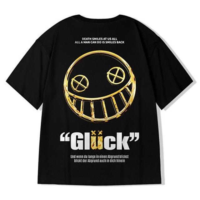 Cotton T-Shirts Men  Smiley Printed Short Sleeve Tshirts Summer Hip Hop Casual Cotton Tops Tees Streetwear