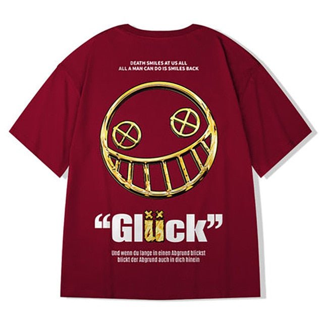 Cotton T-Shirts Men  Smiley Printed Short Sleeve Tshirts Summer Hip Hop Casual Cotton Tops Tees Streetwear