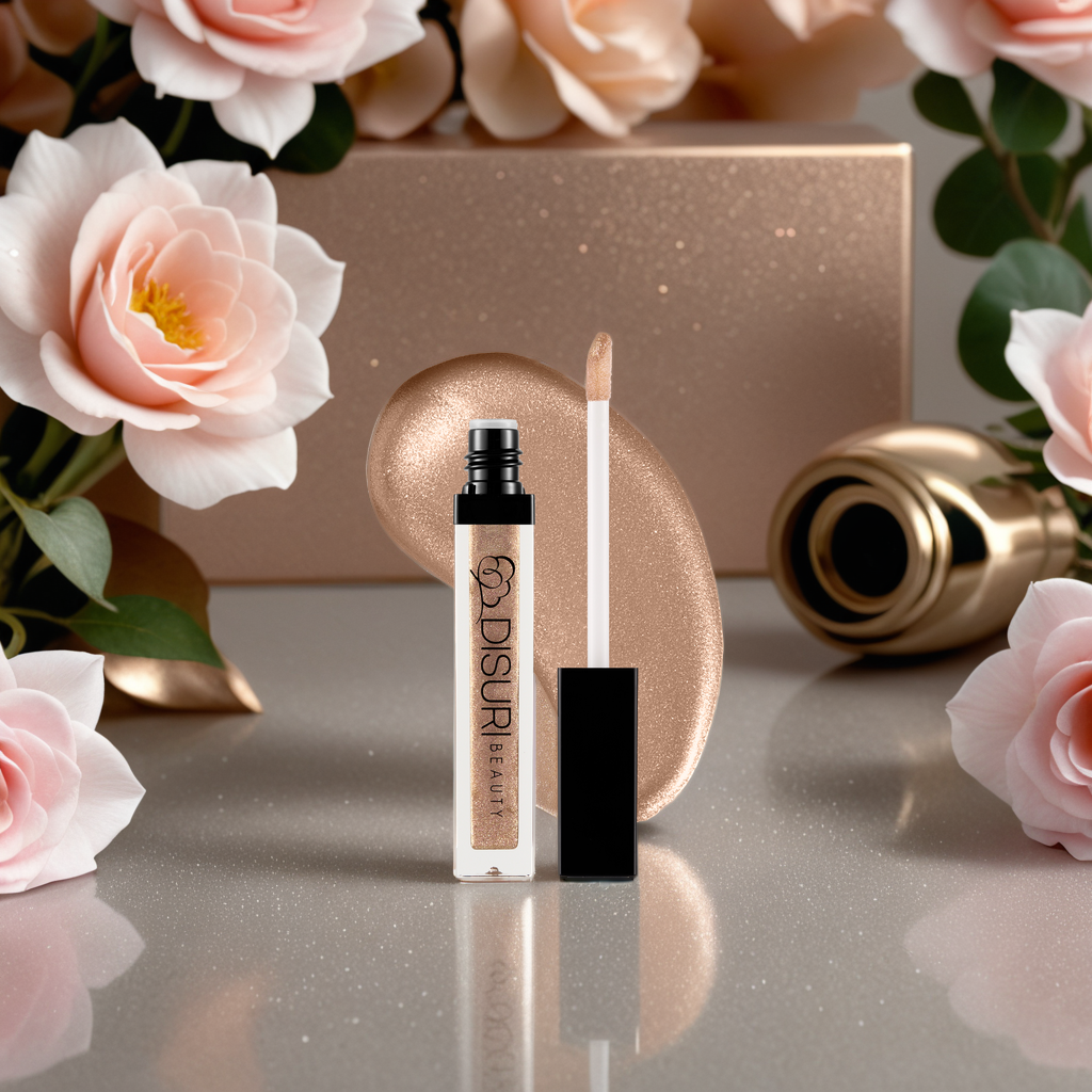 DISURI Beauty Shimmer Lip Gloss - Pink Gold