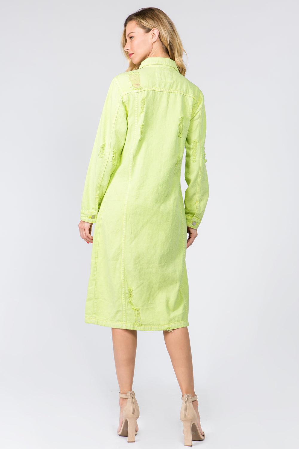 American Bazi Button Up Distressed Denim Dress-1