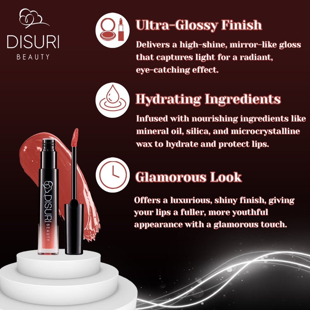 DISURI Beauty Glossy Blast Lip Gloss - Coral Rose