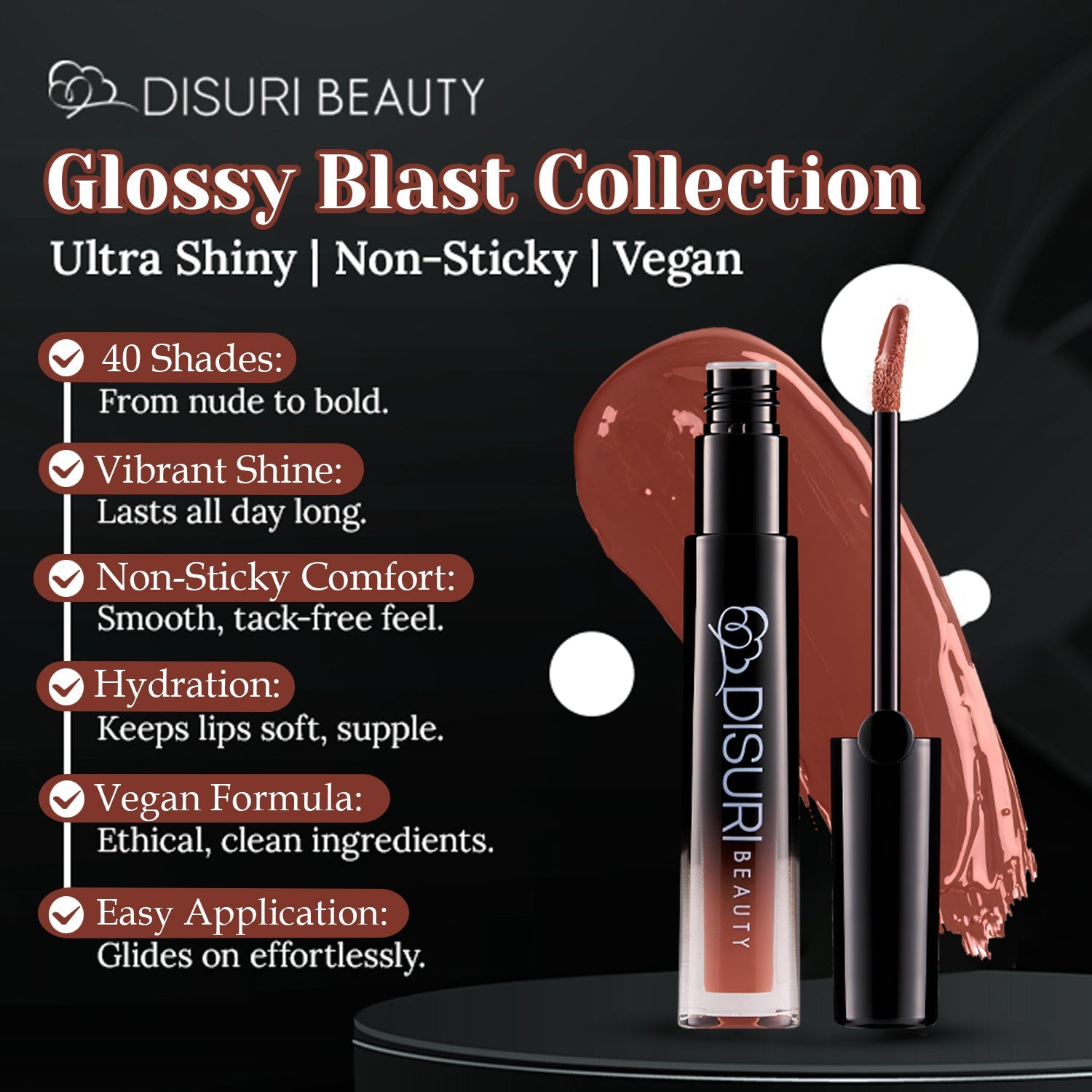 DISURI Beauty Glossy Blast Lip Gloss - Mocha