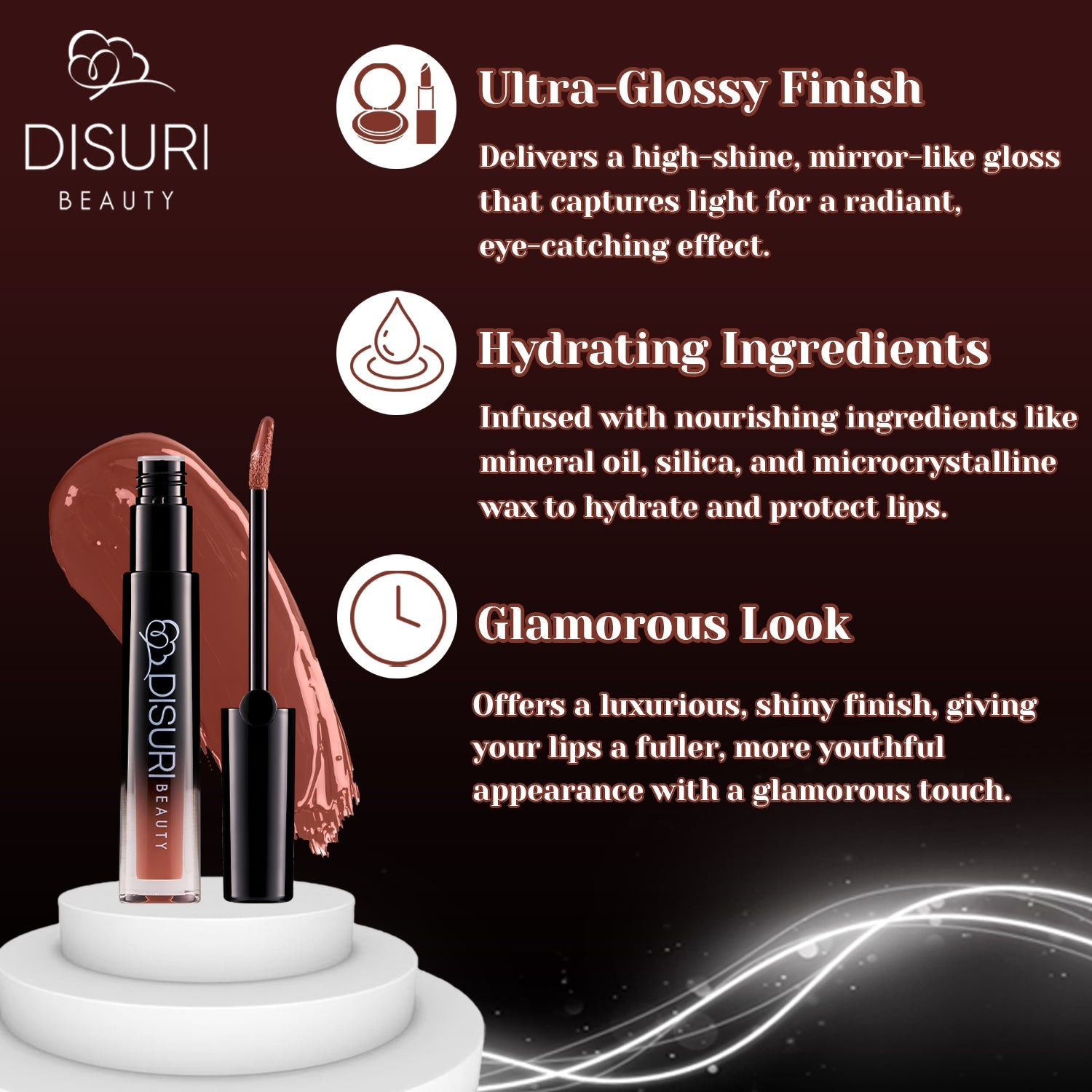DISURI Beauty Glossy Blast Lip Gloss - Mocha