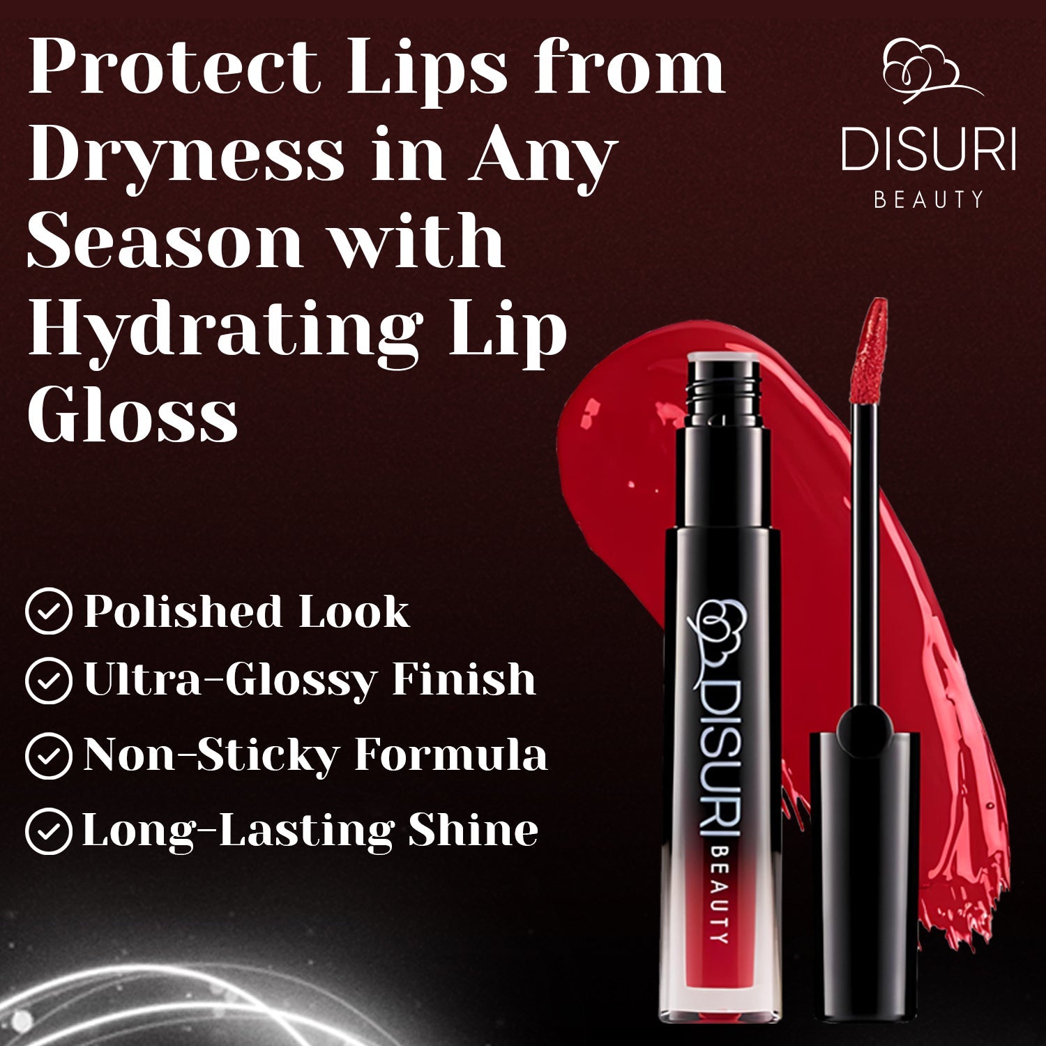 DISURI Beauty Glossy Blast Lip Gloss - Ruby Rose