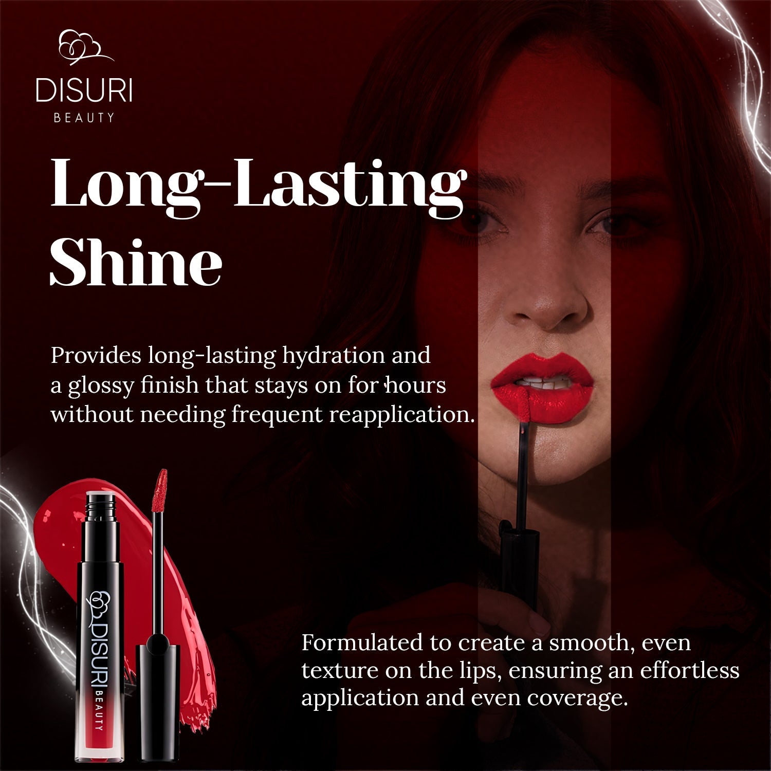 DISURI Beauty Glossy Blast Lip Gloss - Ruby Rose