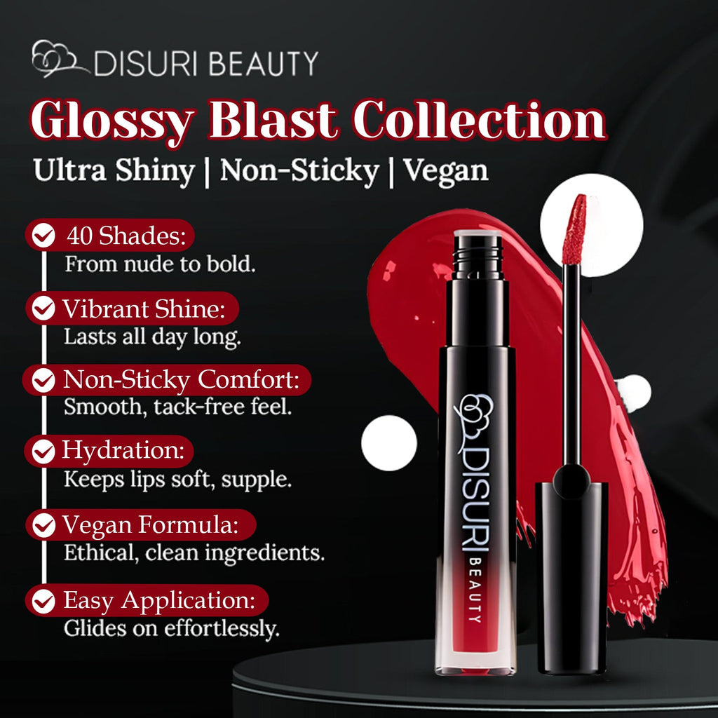 DISURI Beauty Glossy Blast Lip Gloss - Ruby Rose