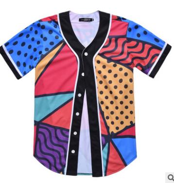 3D Short Sleeve T shirt Men Baseball Jersey Sport Slim Fit V Neck T-shirts Casual Streetwear Trendy Style