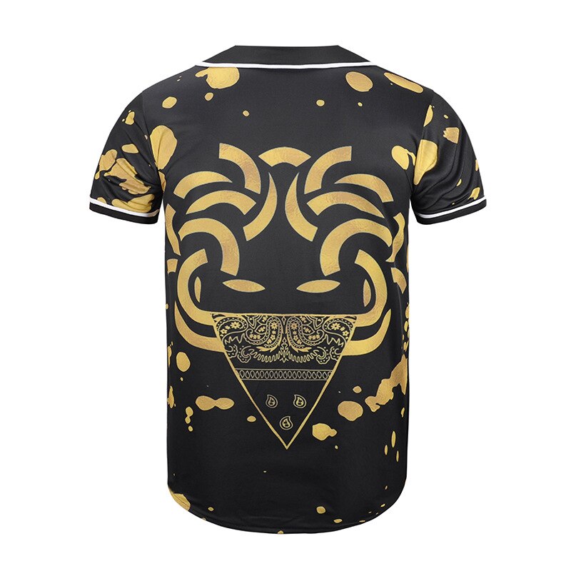 3D Short Sleeve T shirt Men Baseball Jersey Sport Slim Fit V Neck T-shirts Casual Streetwear Trendy Style