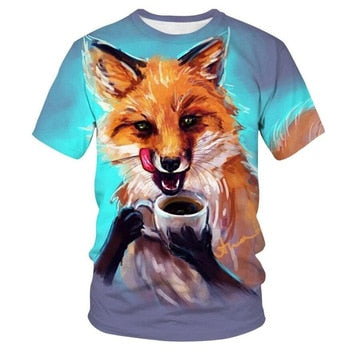 Hot Sell 3D printed Animal fox Women T shirts Summer Girls High Quality Cute color Casual short Sleeves Female Male Tshirts