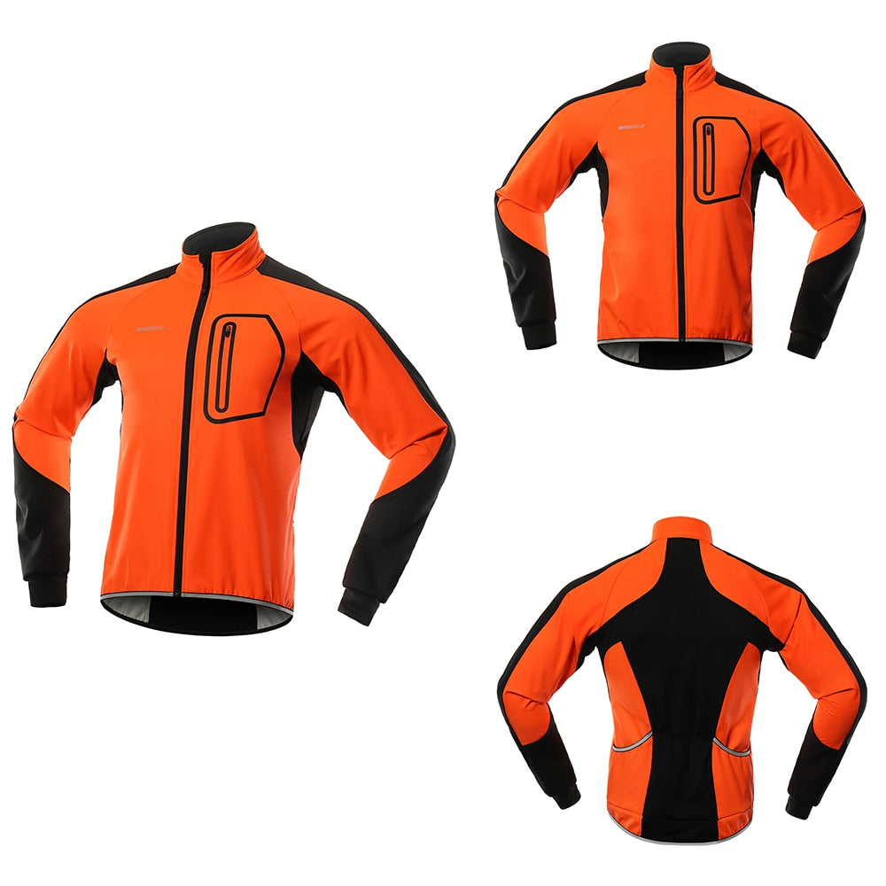 Cycling Jacket Men Winter Thermal Softshell Windproof Waterproof Bike Jacket MTB Coat Bicycle Clothing Reflective